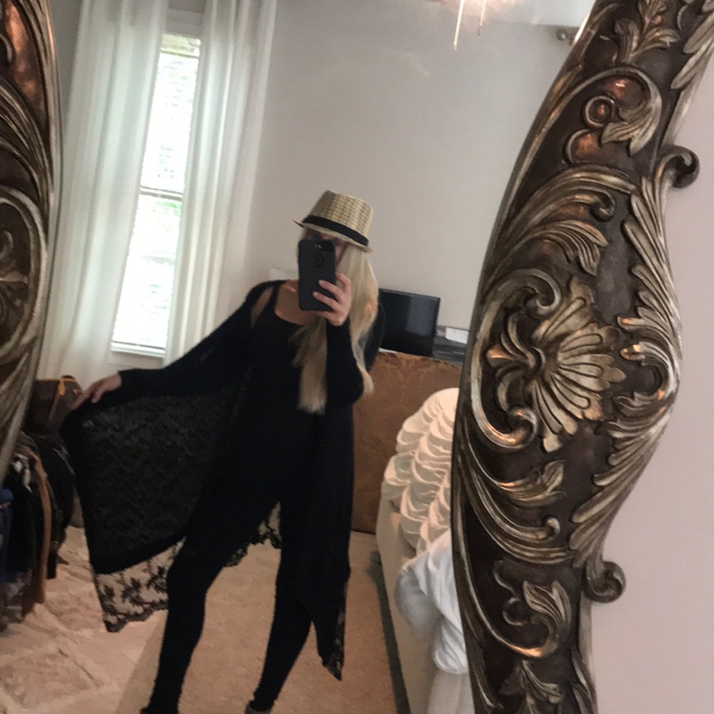 Women’s long black cardigan